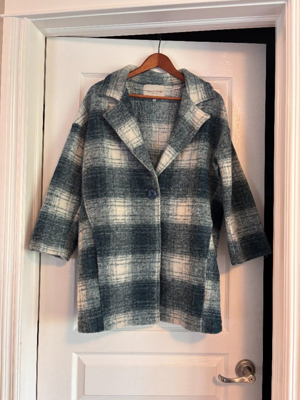 Marisa & Marie Wool Blend Plaid Oversized Jacket Made In Italy